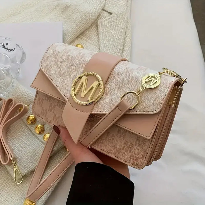 Retro letter buckle crossbody bag - Pink