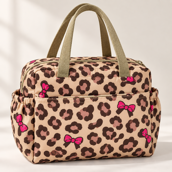 Weedeek Bow Leopard Lunch Tote