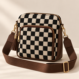 Weedeek Checkered Pocket Crossbody — Black & Ivory