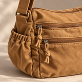 Weedeek Tan Multi-Zip Canvas Crossbody