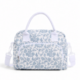 Blue Floral logo-free insulated lunch tote, Large