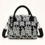 Embroidered Black Christmas Tree logo-free insulated lunch tote, Large