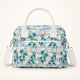 Embroidered Blue Daisy logo-free insulated lunch tote, Large
