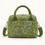 Embroidered Green Dandelion logo-free insulated lunch tote, Large