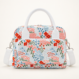 Embroidered White Floral logo-free insulated lunch tote, Large