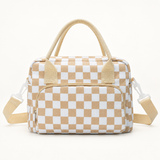 Khaki Plaid logo-free insulated lunch tote, Large