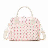 Pink Polka Dot logo-free insulated lunch tote, Large