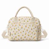 Yellow Floral logo-free insulated lunch tote, Large